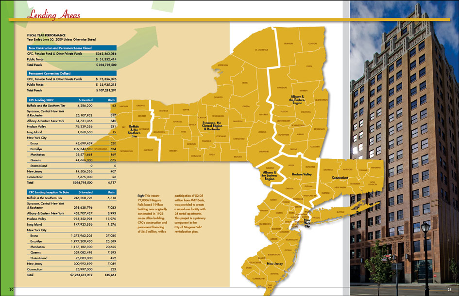 Annual reports design Community Preservation Corporation green initiatives low income housing lending areas